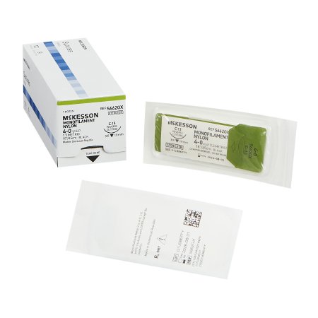 Nonabsorbable Suture with Needle McKesson Nylon C-13 3/8 Circle Reverse Cutting Needle Monofilament