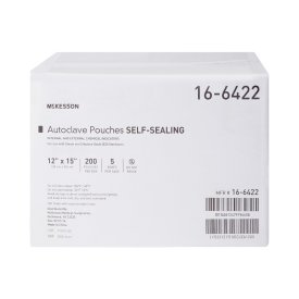 Sterilization Pouch McKesson Ethylene Oxide (EO) Gas / Steam / Transparent Blue / White Self Seal Paper / Film