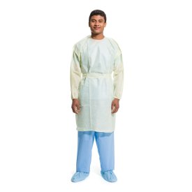 Protective Procedure Gown Halyard Basics Yellow NonSterile AAMI Level 2 Disposable