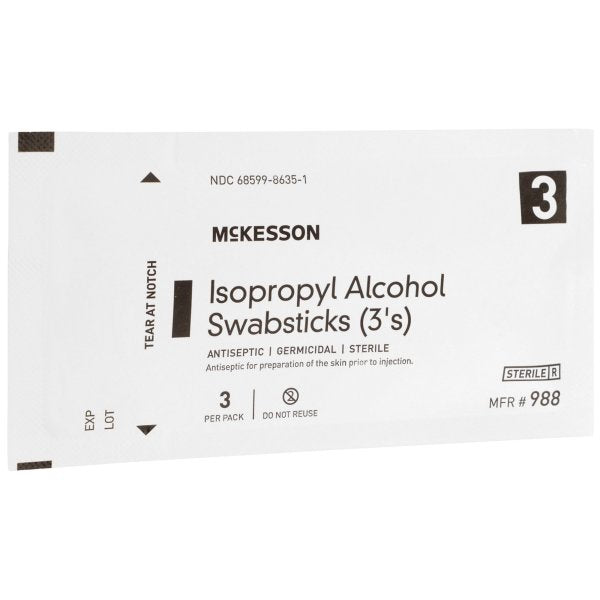 Impregnated Swabstick McKesson 70% Strength Isopropyl Alcohol Individual Packet Sterile