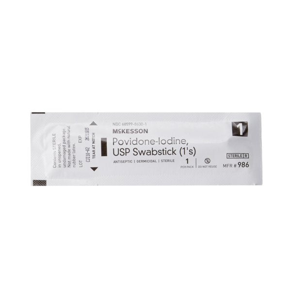 Impregnated Swabstick McKesson 10% Strength Povidone-Iodine Individual Packet Sterile Single Pack