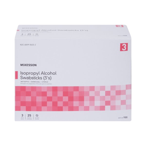 Impregnated Swabstick McKesson 70% Strength Isopropyl Alcohol Individual Packet Sterile